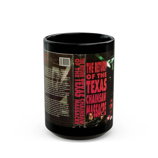 THE RETURN OF THE TEXAS CHAINSAW MASSACRE (VHS COVER) - Black Coffee Mug 15oz - Go Mug Yourself