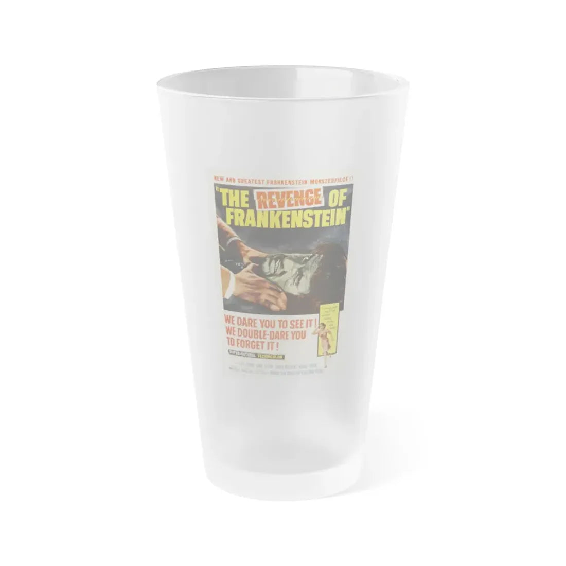 THE REVENGE OF FRANKENSTEIN 1958 Movie Poster - Frosted Pint Glass 16oz Default Title - Go Mug Yourself