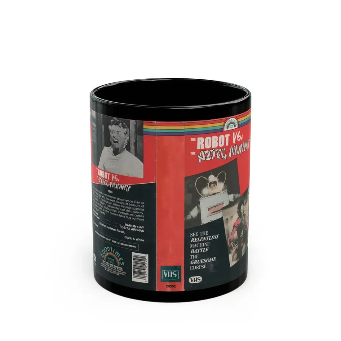 THE ROBOT VS THE AZTEC MUMMY (VHS COVER) - Black Coffee Mug 11oz - Go Mug Yourself