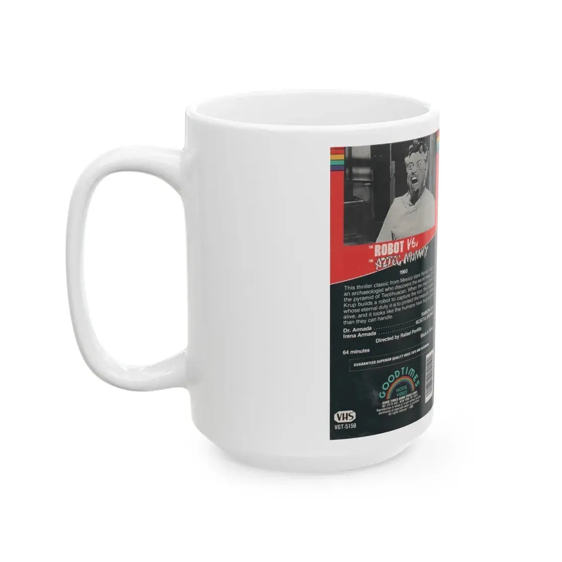 THE ROBOT VS THE AZTEC MUMMY (VHS COVER) - White Coffee Mug - Go Mug Yourself