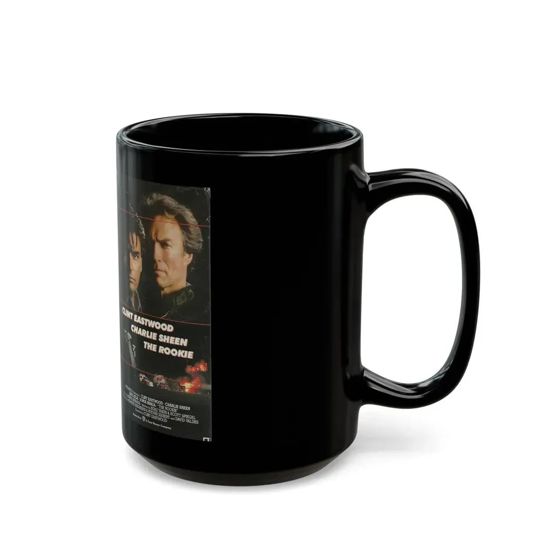 THE ROOKIE CLINT EASTWOOD CHARLIE SHEEN (VHS COVER) - Black Coffee Mug - Go Mug Yourself