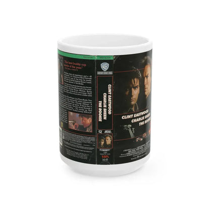 THE ROOKIE CLINT EASTWOOD CHARLIE SHEEN (VHS COVER) - White Coffee Mug 15oz - Go Mug Yourself