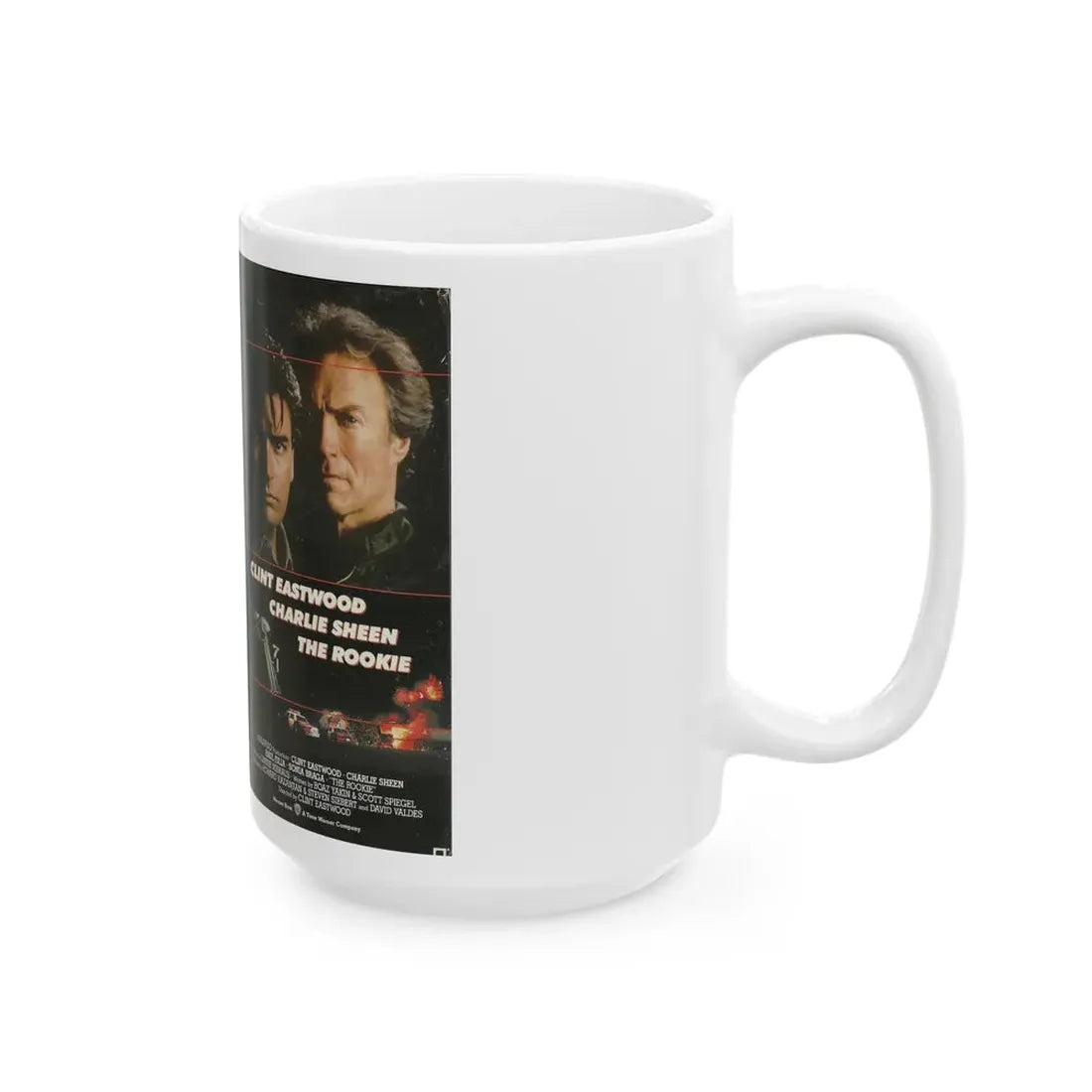THE ROOKIE CLINT EASTWOOD CHARLIE SHEEN (VHS COVER) - White Coffee Mug - Go Mug Yourself