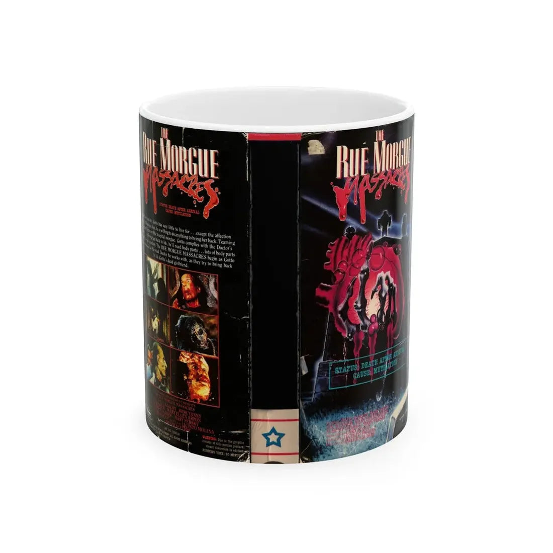 THE RUE MORGUE MASSACRES (VHS COVER) - White Coffee Mug 11oz - Go Mug Yourself