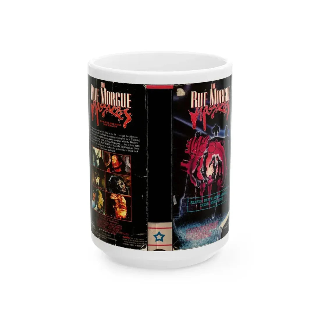 THE RUE MORGUE MASSACRES (VHS COVER) - White Coffee Mug 15oz - Go Mug Yourself