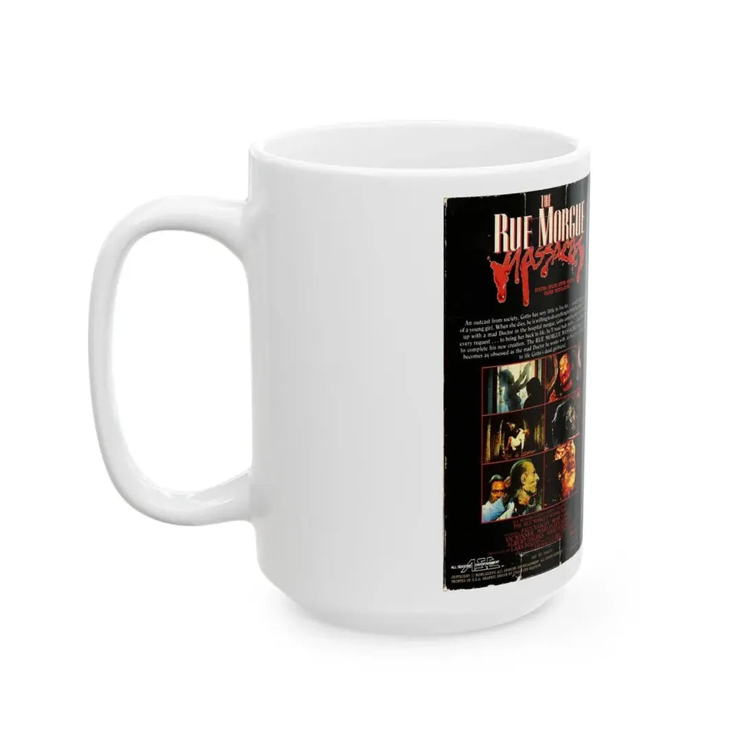 THE RUE MORGUE MASSACRES (VHS COVER) - White Coffee Mug - Go Mug Yourself
