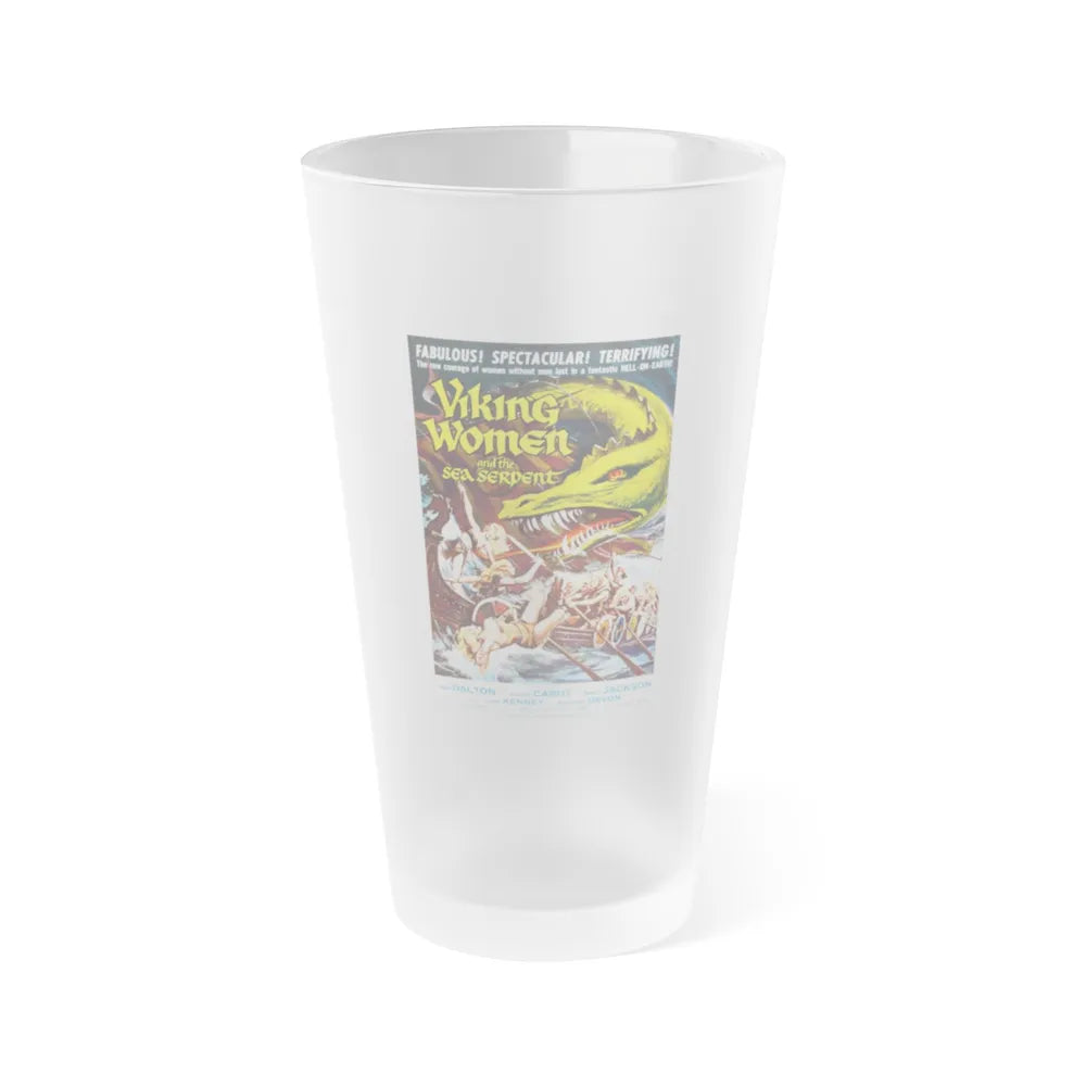 THE SAGA OF THE VIKING WOMEN AND THEIR VOYAGE TO THE WATERS OF THE GREAT SEA SERPENT 1957 Movie Poster - Frosted Pint Glass 16oz-Go Mug Yourself