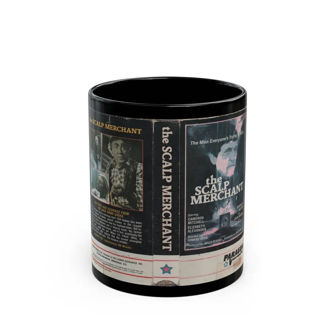 THE SCALP MERCHANT PARAGON VIDEO PRODUCTIONS (VHS COVER) - Black Coffee Mug 11oz - Go Mug Yourself