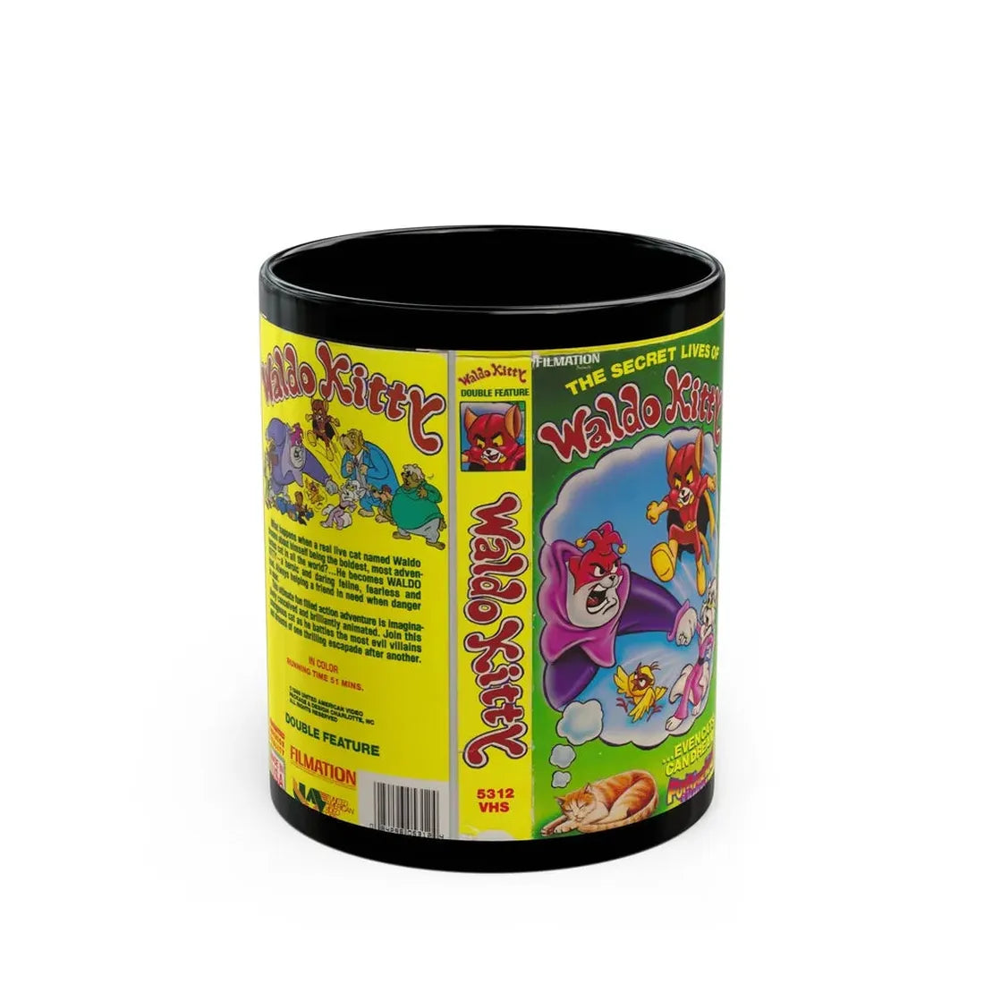 THE SECRET LIVES OF WALDO KITTY (VHS COVER) - Black Coffee Mug 11oz - Go Mug Yourself