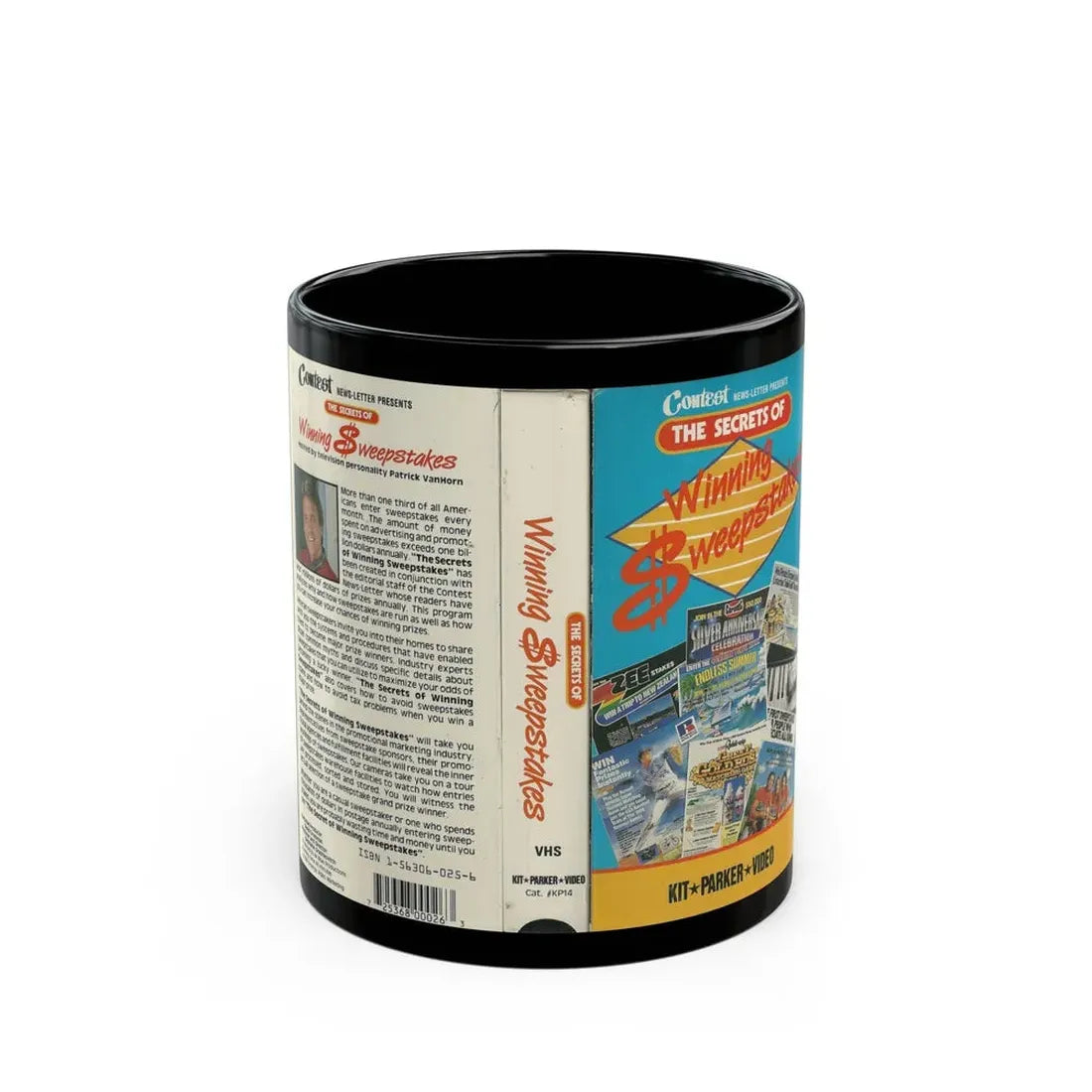 THE SECRETS OF WINNING THE SWEEPSTAKES (VHS COVER) - Black Coffee Mug 11oz - Go Mug Yourself