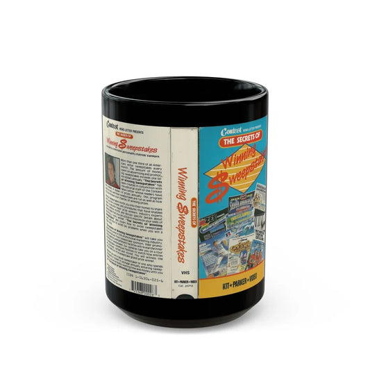 THE SECRETS OF WINNING THE SWEEPSTAKES (VHS COVER) - Black Coffee Mug-15oz-Go Mug Yourself