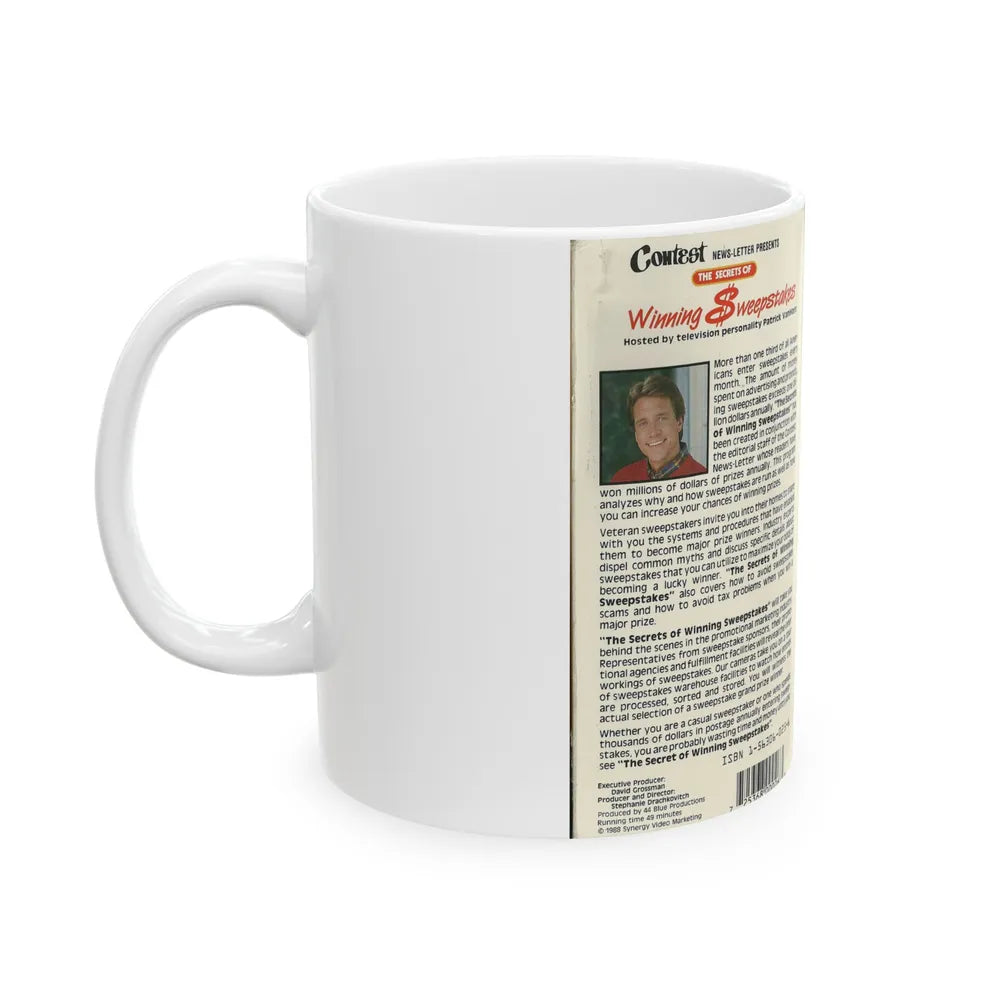 THE SECRETS OF WINNING THE SWEEPSTAKES (VHS COVER) - White Coffee Mug-Go Mug Yourself