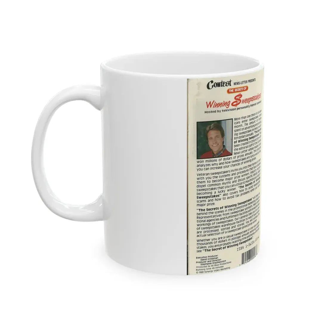 THE SECRETS OF WINNING THE SWEEPSTAKES (VHS COVER) - White Coffee Mug - Go Mug Yourself