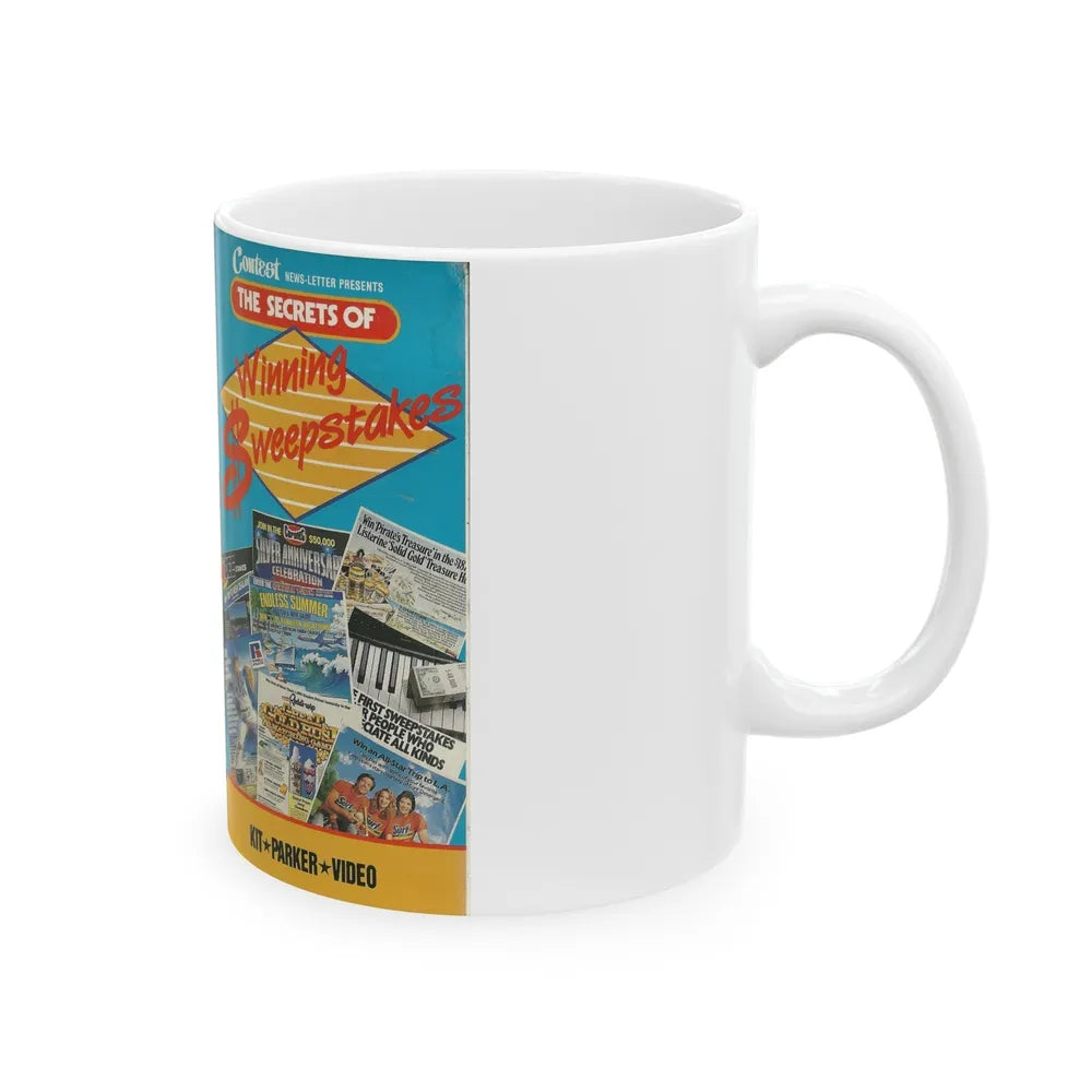 THE SECRETS OF WINNING THE SWEEPSTAKES (VHS COVER) - White Coffee Mug-Go Mug Yourself