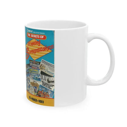 THE SECRETS OF WINNING THE SWEEPSTAKES (VHS COVER) - White Coffee Mug - Go Mug Yourself