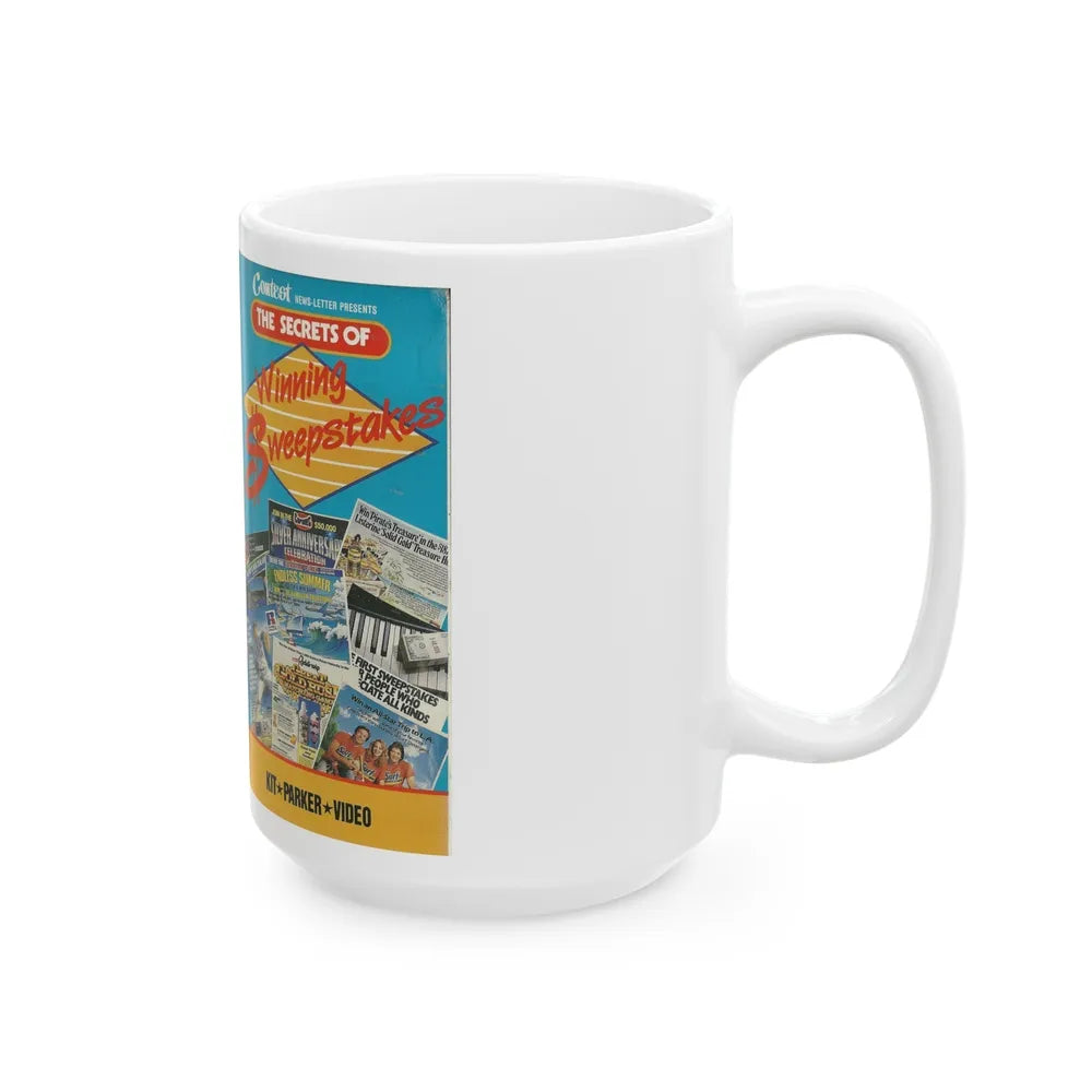 THE SECRETS OF WINNING THE SWEEPSTAKES (VHS COVER) - White Coffee Mug-Go Mug Yourself