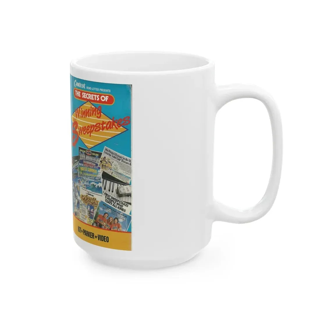 THE SECRETS OF WINNING THE SWEEPSTAKES (VHS COVER) - White Coffee Mug - Go Mug Yourself