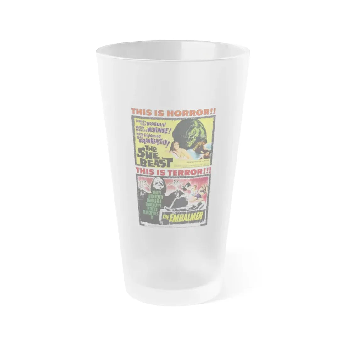 THE SHE BEAST + THE EMBALMER 1966 Movie Poster - Frosted Pint Glass 16oz 16oz Frosted - Go Mug Yourself