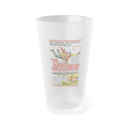 THE SKYDIVERS 1963 Movie Poster - Frosted Pint Glass 16oz-16oz-Frosted-Go Mug Yourself