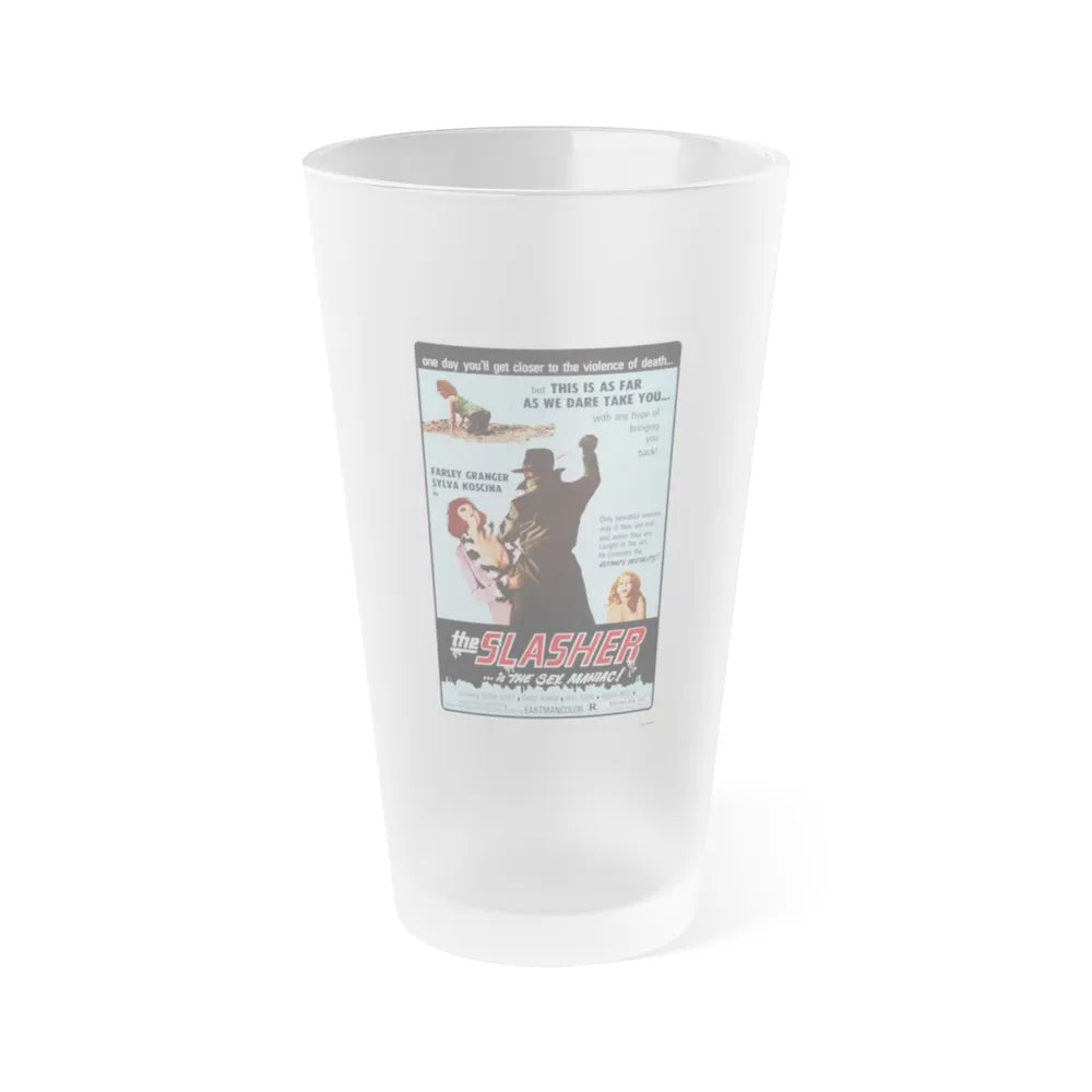 THE SLASHER ...IS THE SEX MANIAC 1972 Movie Poster - Frosted Pint Glass 16oz-16oz-Frosted-Go Mug Yourself