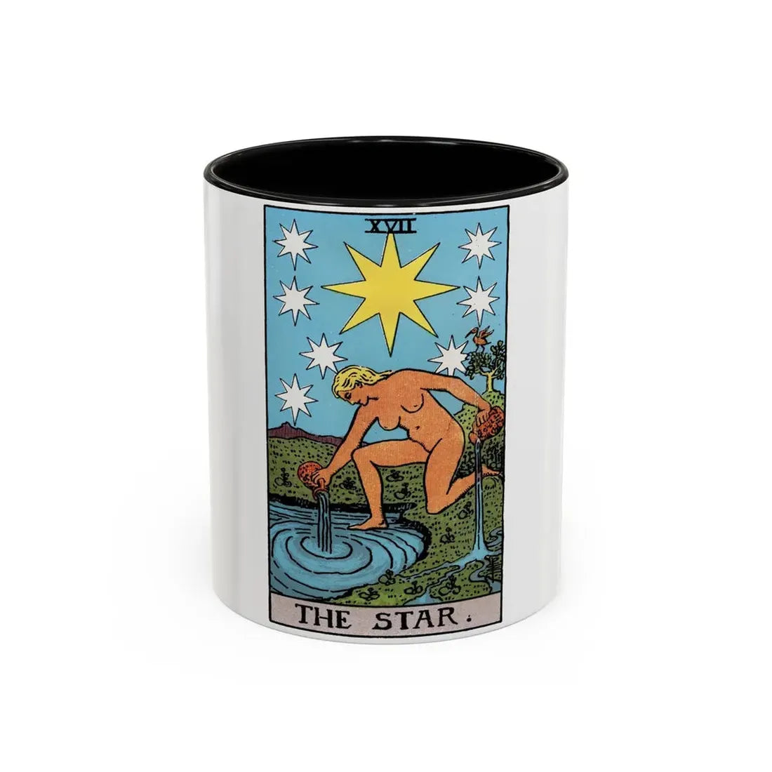 The Star (Tarot Card) Accent Coffee Mug 11oz Black - Go Mug Yourself