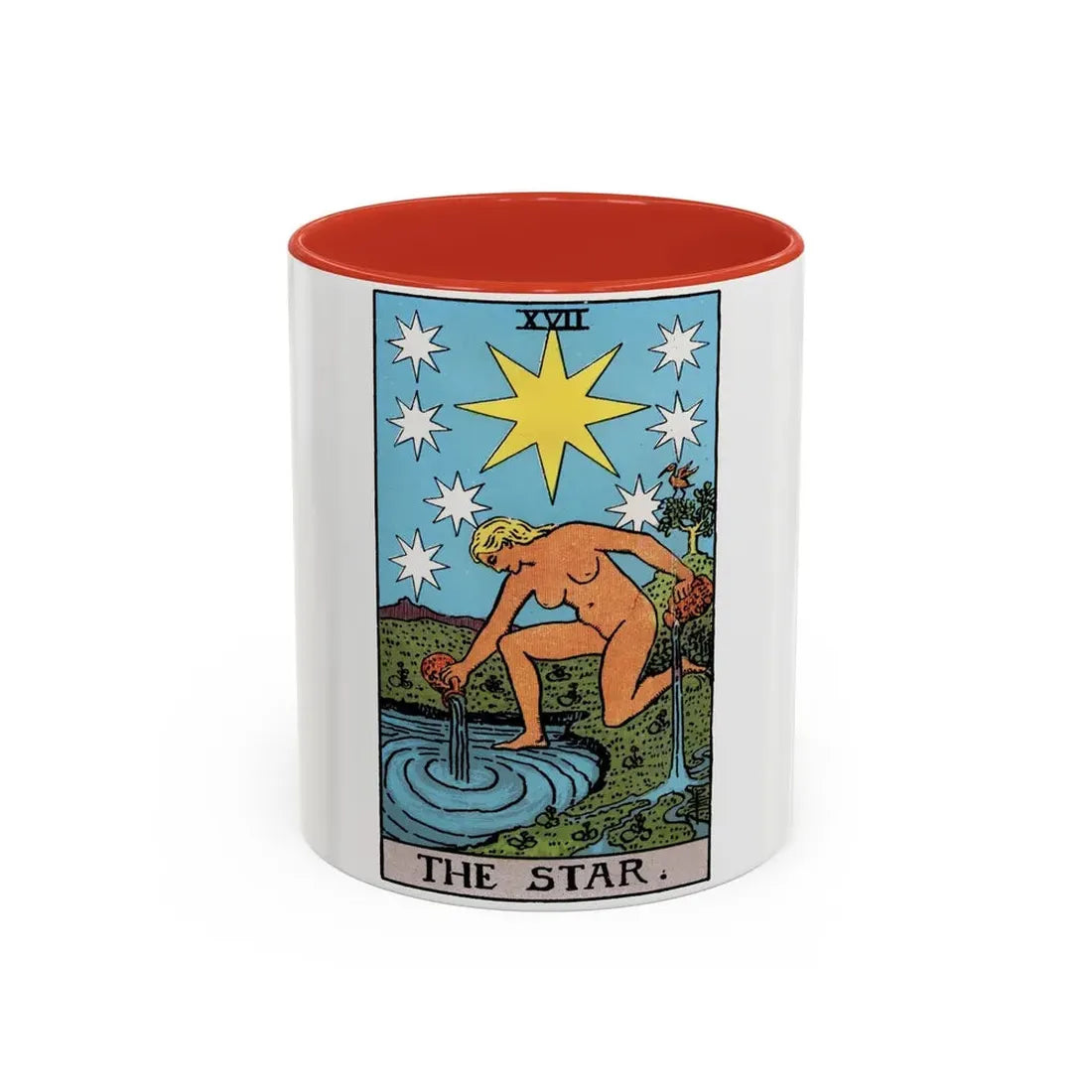 The Star (Tarot Card) Accent Coffee Mug 11oz Red - Go Mug Yourself