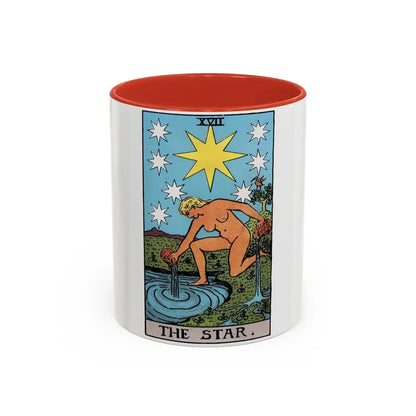 The Star (Tarot Card) Accent Coffee Mug 11oz Red - Go Mug Yourself