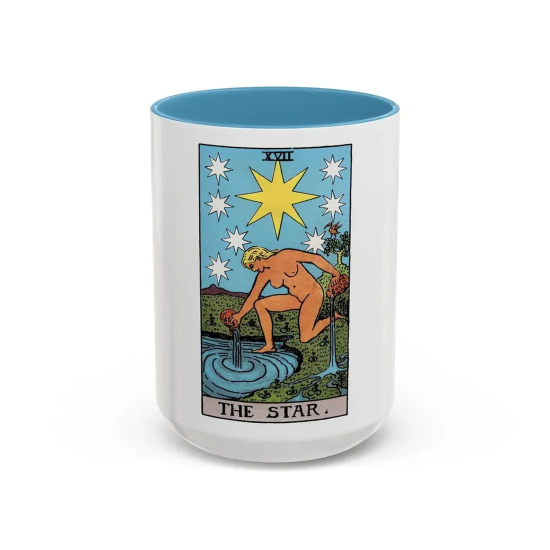 The Star (Tarot Card) Accent Coffee Mug 15oz Light Blue - Go Mug Yourself