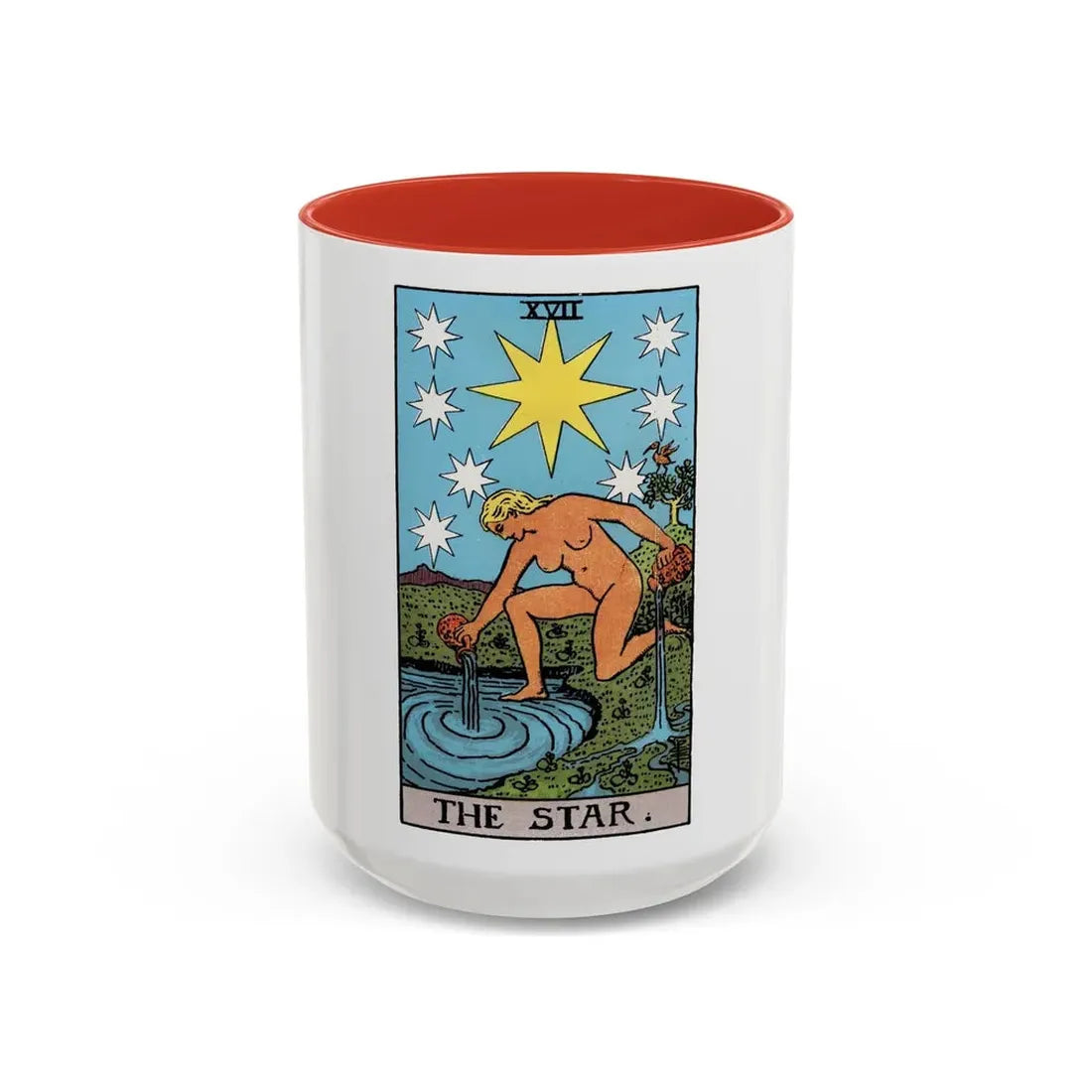 The Star (Tarot Card) Accent Coffee Mug 15oz Red - Go Mug Yourself