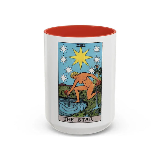 The Star (Tarot Card) Accent Coffee Mug 15oz Red - Go Mug Yourself