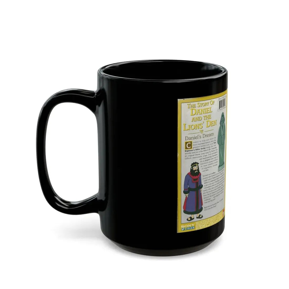 THE STORY OF DANIEL AND THE LIONS DEN THE BEGINNERS BIBLE (VHS COVER) - Black Coffee Mug - Go Mug Yourself