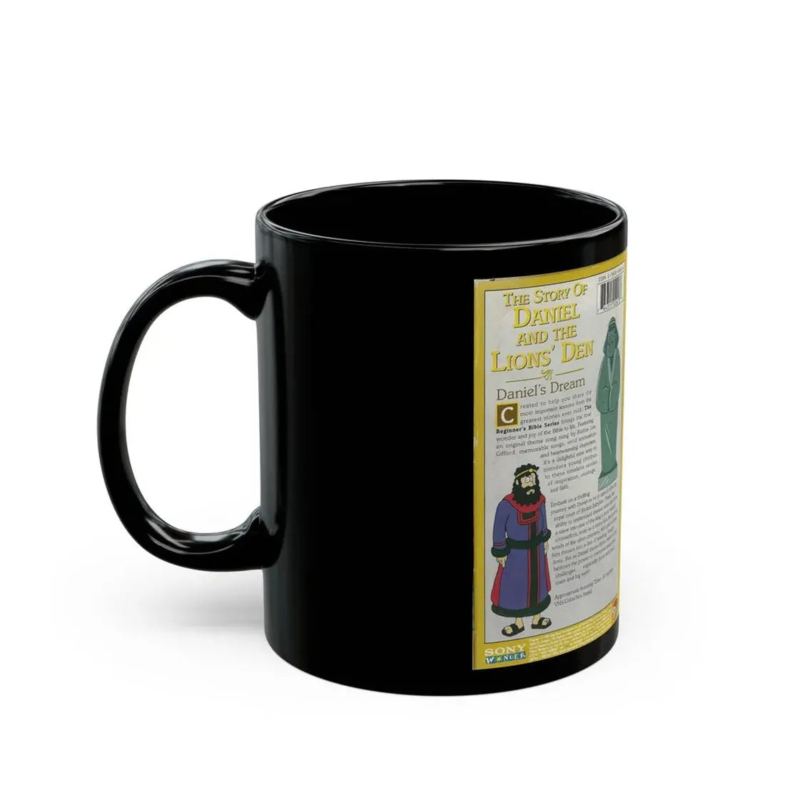 THE STORY OF DANIEL AND THE LIONS DEN THE BEGINNERS BIBLE (VHS COVER) - Black Coffee Mug - Go Mug Yourself