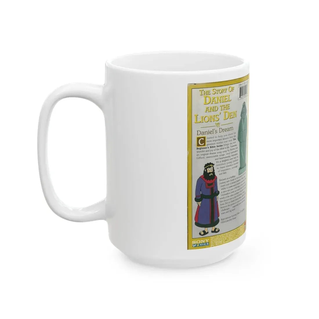 THE STORY OF DANIEL AND THE LIONS DEN THE BEGINNERS BIBLE (VHS COVER) - White Coffee Mug - Go Mug Yourself