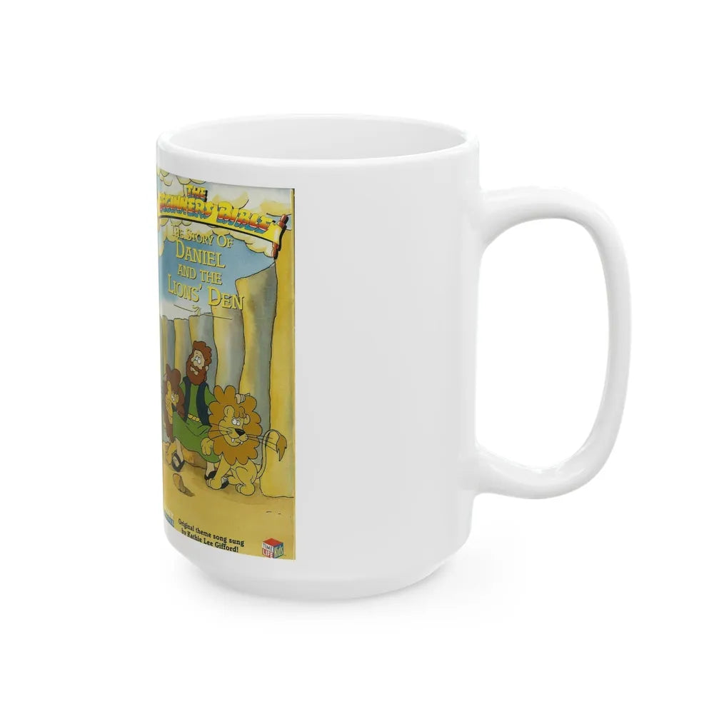 THE STORY OF DANIEL AND THE LIONS DEN THE BEGINNERS BIBLE (VHS COVER) - White Coffee Mug-Go Mug Yourself