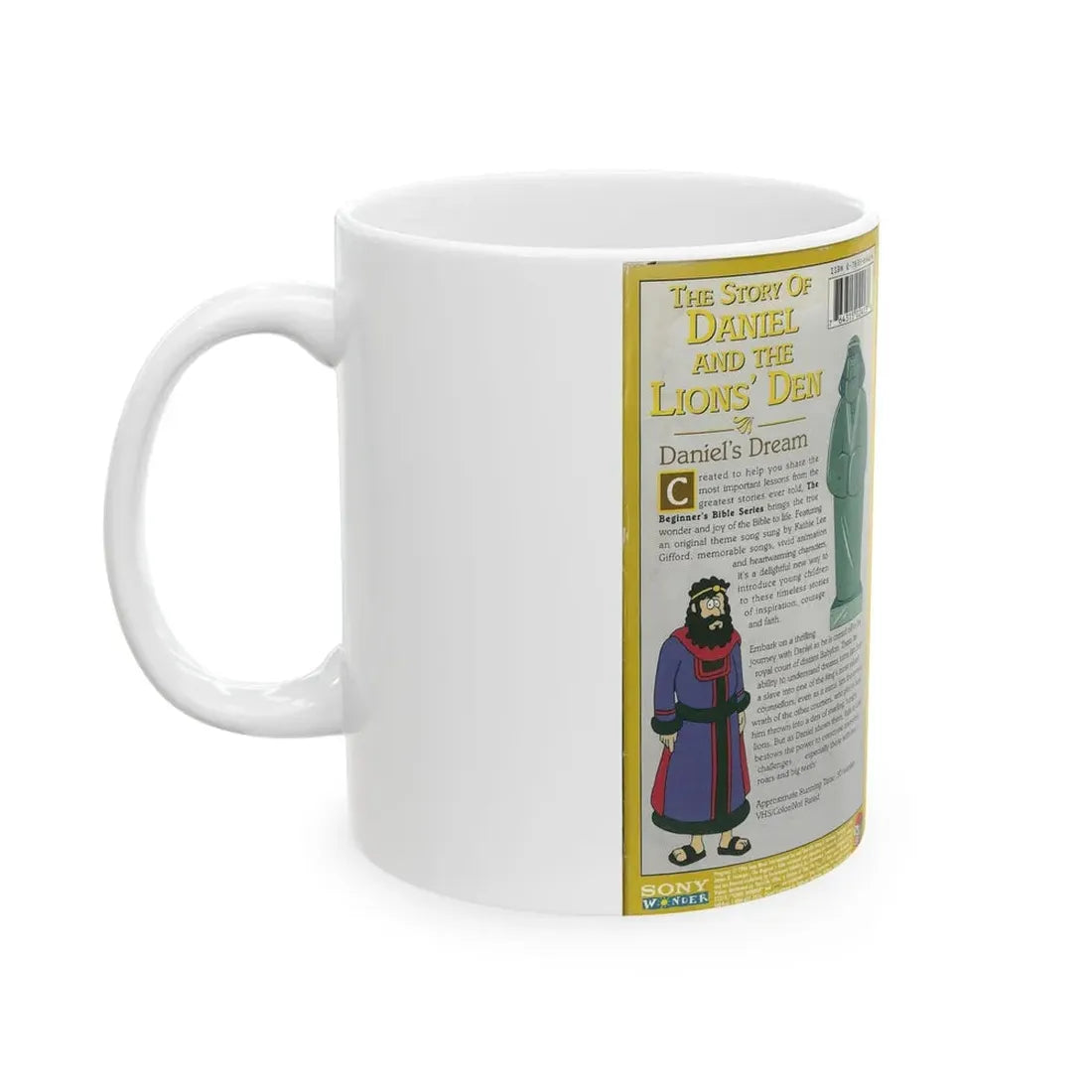 THE STORY OF DANIEL AND THE LIONS DEN THE BEGINNERS BIBLE (VHS COVER) - White Coffee Mug - Go Mug Yourself
