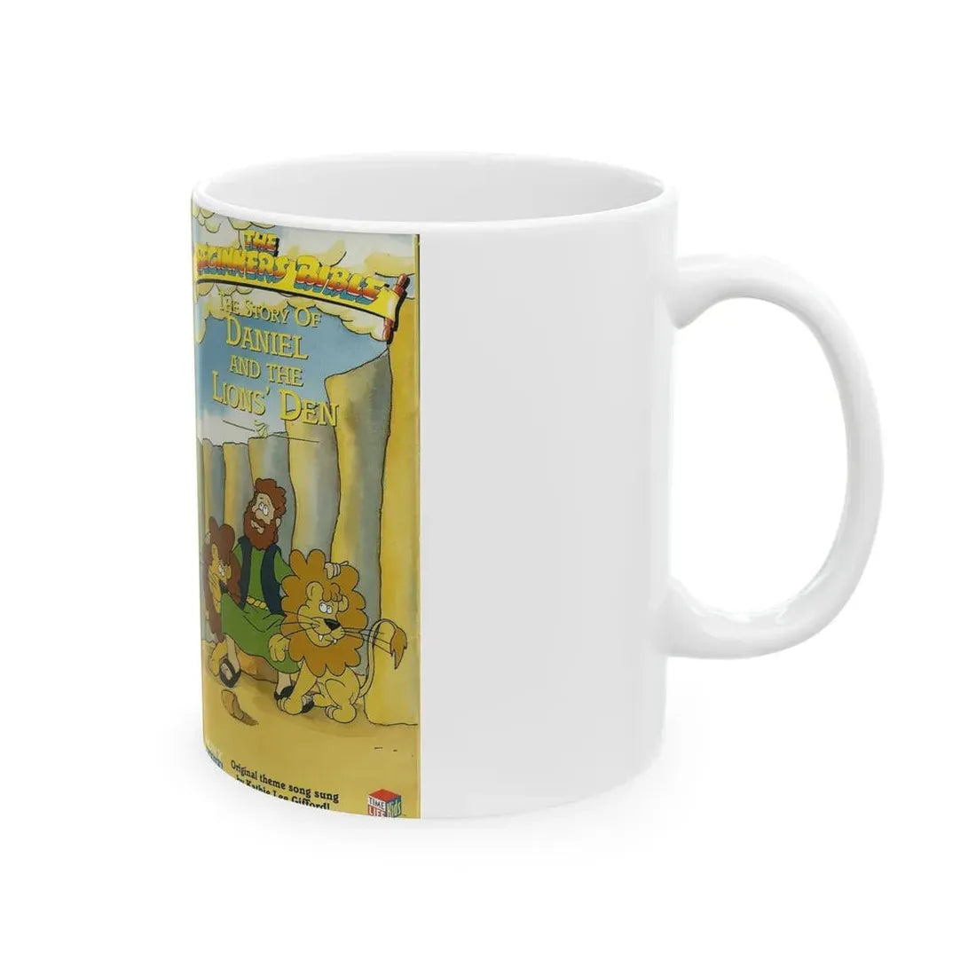 THE STORY OF DANIEL AND THE LIONS DEN THE BEGINNERS BIBLE (VHS COVER) - White Coffee Mug - Go Mug Yourself