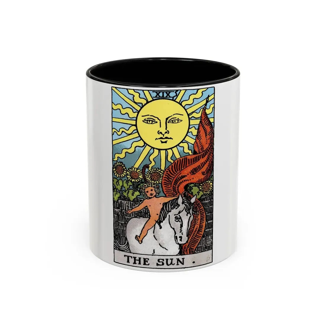 The Sun (Tarot Card) Accent Coffee Mug 11oz Black - Go Mug Yourself