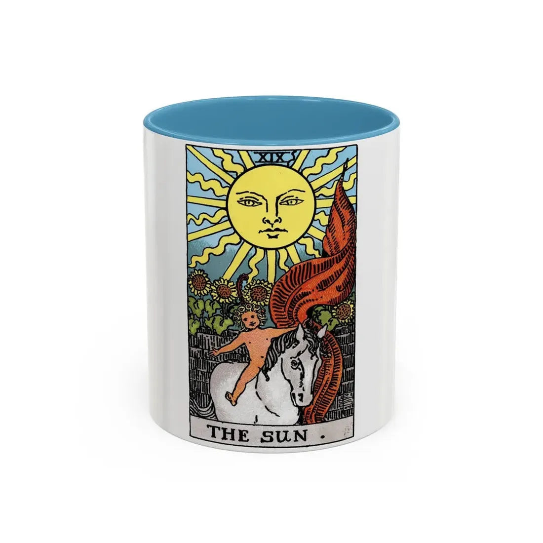 The Sun (Tarot Card) Accent Coffee Mug 11oz Light Blue - Go Mug Yourself