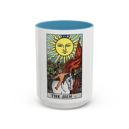 The Sun (Tarot Card) Accent Coffee Mug 15oz Light Blue - Go Mug Yourself