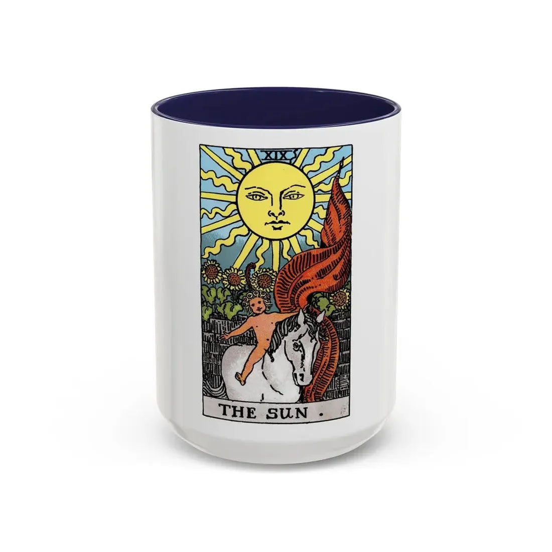 The Sun (Tarot Card) Accent Coffee Mug 15oz Navy - Go Mug Yourself