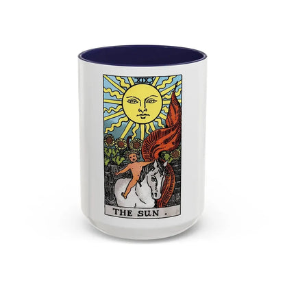 The Sun (Tarot Card) Accent Coffee Mug 15oz Navy - Go Mug Yourself
