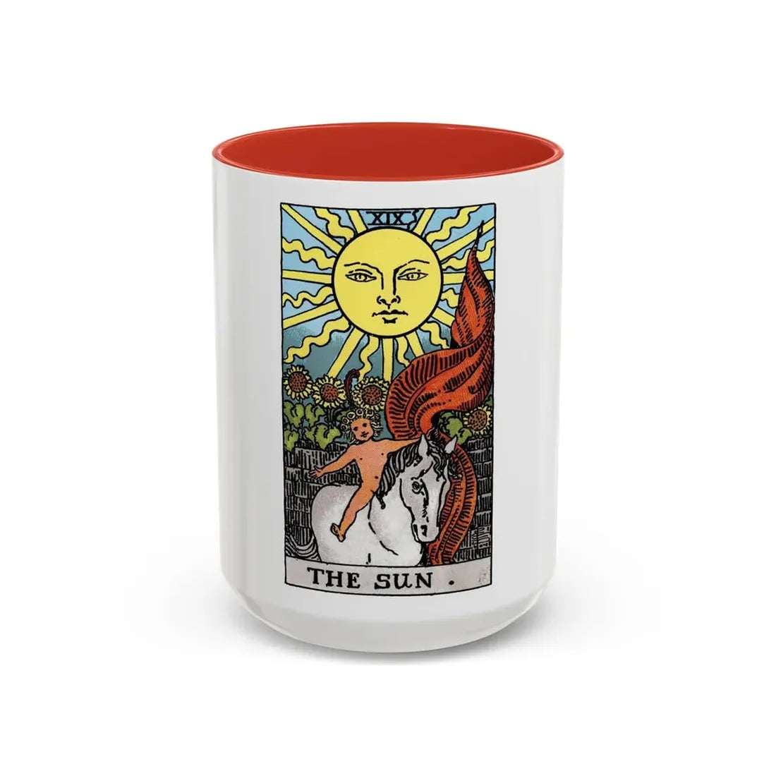 The Sun (Tarot Card) Accent Coffee Mug 15oz Red - Go Mug Yourself