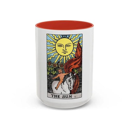 The Sun (Tarot Card) Accent Coffee Mug 15oz Red - Go Mug Yourself