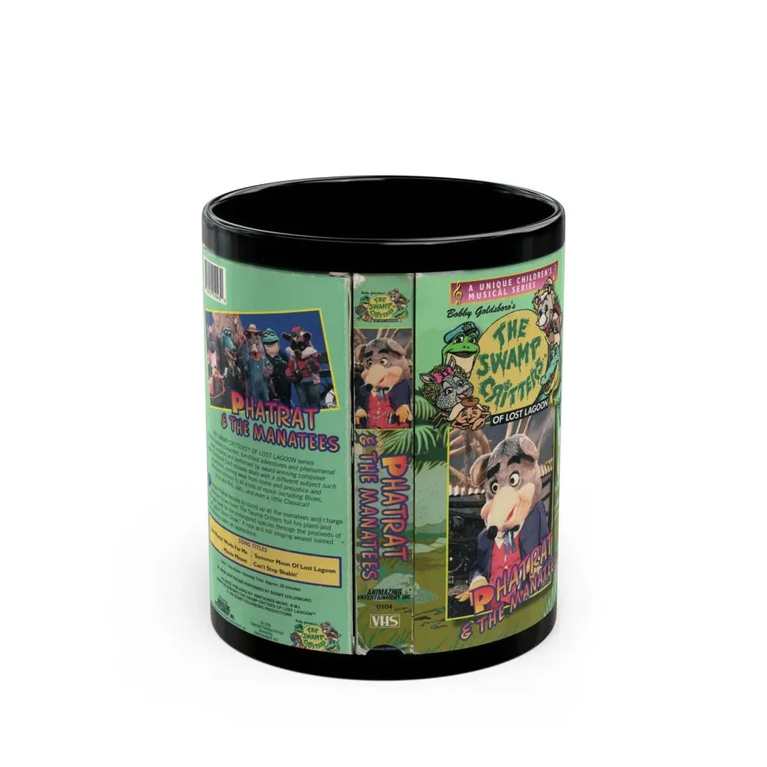 THE SWAMP CRITTERS OF LOST LAGOON PHATRAT AND THE MANATEES (VHS COVER) - Black Coffee Mug 11oz - Go Mug Yourself