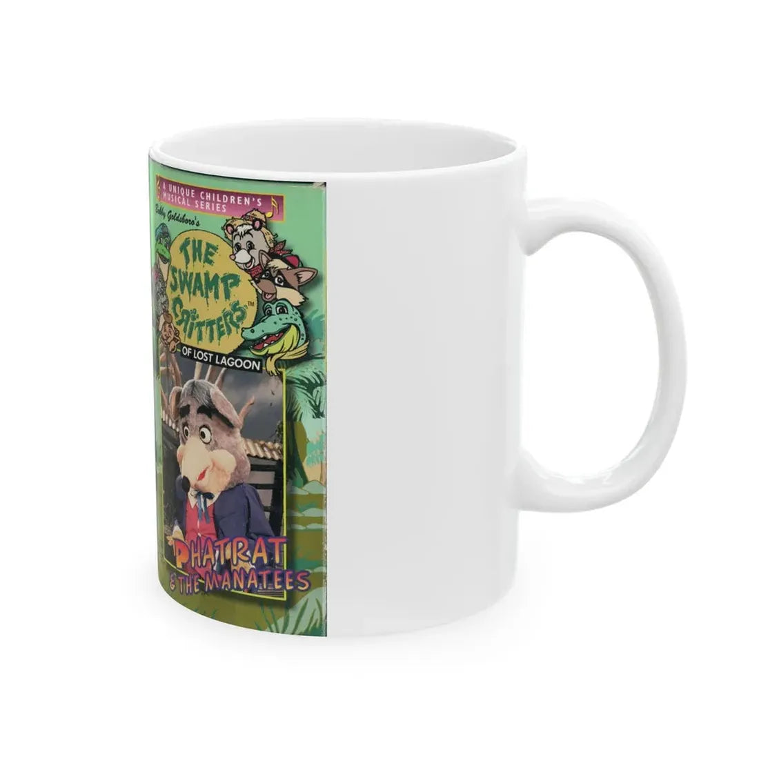 THE SWAMP CRITTERS OF LOST LAGOON PHATRAT AND THE MANATEES (VHS COVER) - White Coffee Mug - Go Mug Yourself