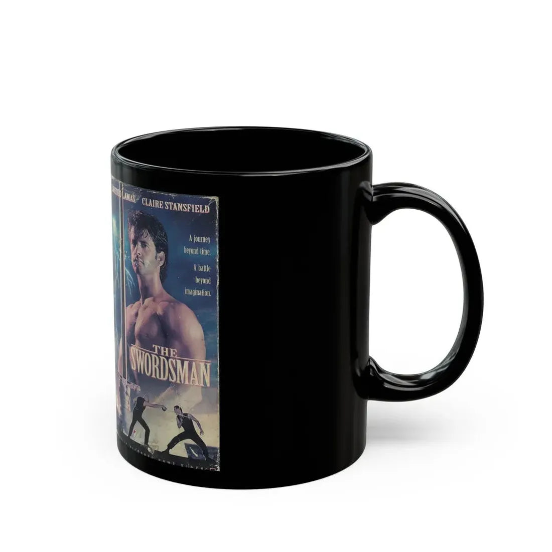 THE SWORDSMAN LORENZO LAMAS (VHS COVER) - Black Coffee Mug - Go Mug Yourself