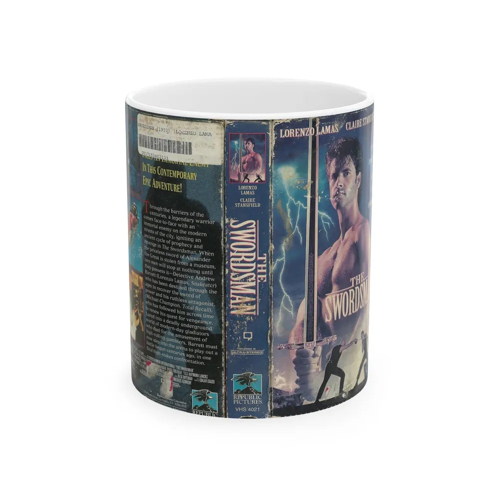 THE SWORDSMAN LORENZO LAMAS (VHS COVER) - White Coffee Mug-11oz-Go Mug Yourself