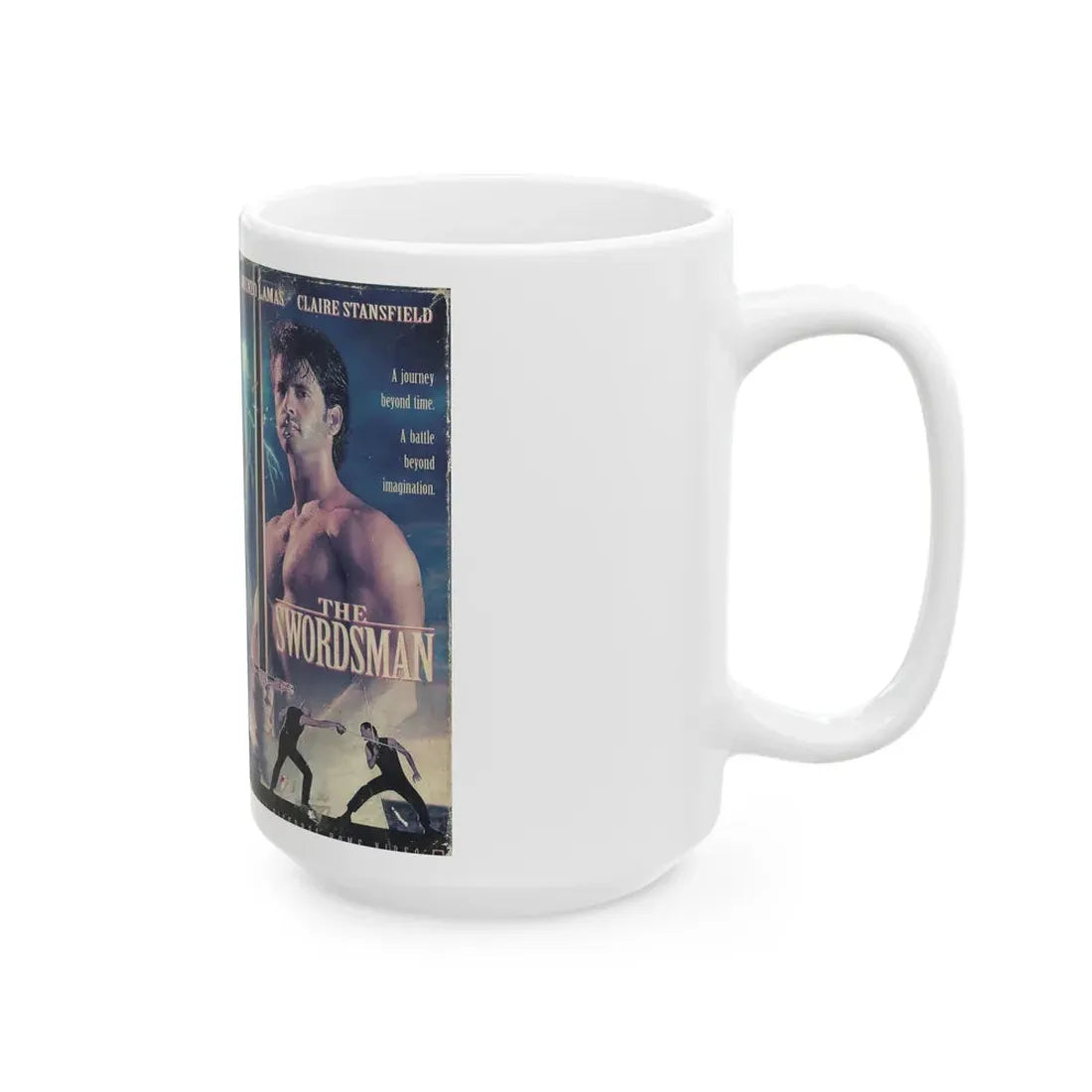 THE SWORDSMAN LORENZO LAMAS (VHS COVER) - White Coffee Mug - Go Mug Yourself