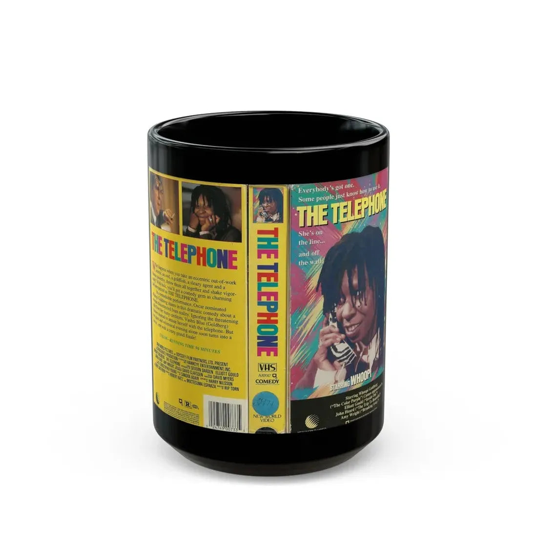 THE TELEPHONE WHOOPI GOLDBERG (VHS COVER) - Black Coffee Mug 15oz - Go Mug Yourself