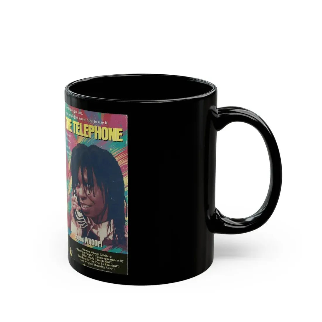 THE TELEPHONE WHOOPI GOLDBERG (VHS COVER) - Black Coffee Mug - Go Mug Yourself
